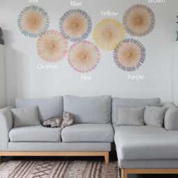 Colorful Hand-Dyed Bamboo Rattan Wicker Wall Art Decoration Woven Starburst Decor - thumbnail 3