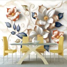 Floral Marble Art Print Wallpaper Mural, Peel & Stick - thumbnail 2