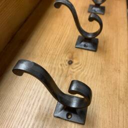 Handmade Solid Coat Rack With Cast Iron Scroll Hooks - thumbnail 3