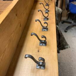 Handmade Solid Coat Rack With Cast Iron Scroll Hooks - thumbnail 2