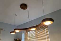 Walnut Wooden Pendant Light For Dining Room, Gx53 Led Suspension Chandelier