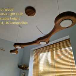 Walnut Wooden Pendant Light For Dining Room, Gx53 Led Suspension Chandelier - thumbnail 2