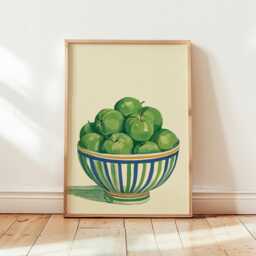 Green Apple Still Life Print, Fruit Bowl Wall Art, Kitchen Poster - thumbnail 4