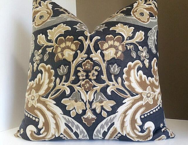 Kravet Lutron Mahogany Pillow Cover -Charcoal - Also Available in Extra-Long Lumbar Size