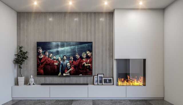Media Wall Package - Acoustic Panels 4M Units Electric Fire Led Lights - image 1