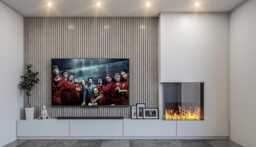 Media Wall Package - Acoustic Panels 4M Units Electric Fire Led Lights