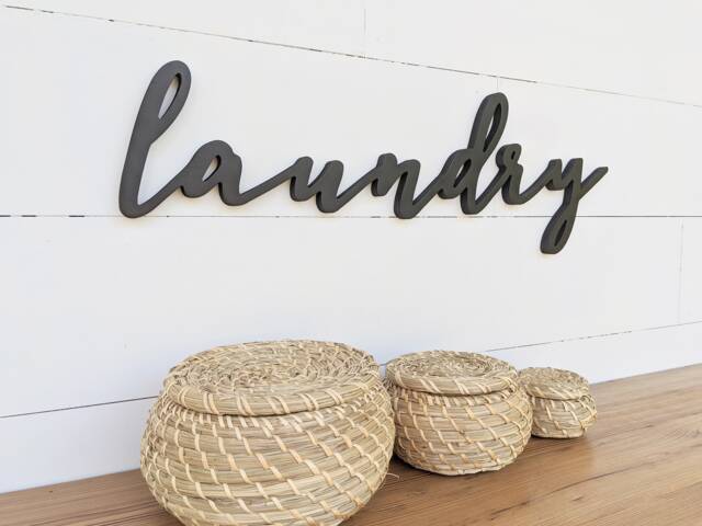 Laundry Word Cutout Wooden Letters Sign Wall Hanging Room Decor Housewarming Gift - image 1