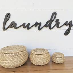 Laundry Word Cutout Wooden Letters Sign Wall Hanging Room Decor Housewarming Gift - thumbnail 2
