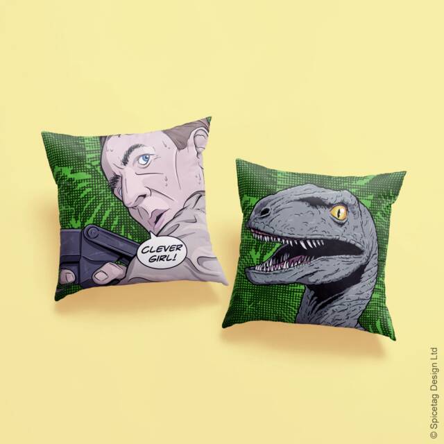 Clever Girl Cushion Set Funny Raptor Pillow Nerdy World Home Decor Geeky Homeware Geek Love Sofa Nerd Bed Plush Cult Movie Film Homewear