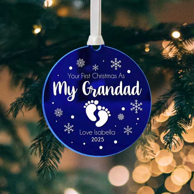 Personalised Grandad's First Christmas Bauble Acrylic Keepsake Gift - image 1