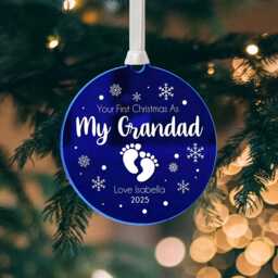 Personalised Grandad's First Christmas Bauble Acrylic Keepsake Gift