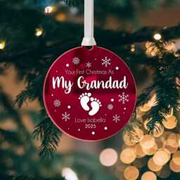 Personalised Grandad's First Christmas Bauble Acrylic Keepsake Gift - thumbnail 4
