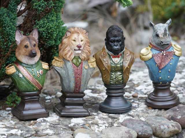 Set 4 Animal Gentry Resin Sculpture - Home Garden Ornament Outdoor Admiral Decor - image 1
