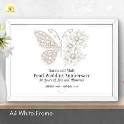 Personalised 30Th Wedding Anniversary Framed Print Pearl Gift - A4 Or A3 Size - thumbnail 3
