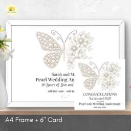 Personalised 30Th Wedding Anniversary Framed Print Pearl Gift - A4 Or A3 Size - thumbnail 4