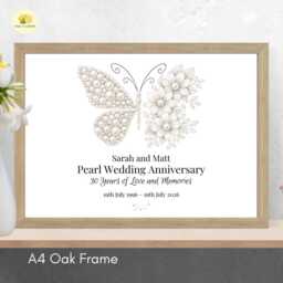 Personalised 30Th Wedding Anniversary Framed Print Pearl Gift - A4 Or A3 Size
