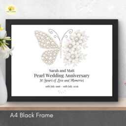Personalised 30Th Wedding Anniversary Framed Print Pearl Gift - A4 Or A3 Size - thumbnail 2