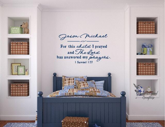 Personalized For This Child I Have Prayed & The Lord Has Answered My Prayers, Boy 1 Samuel 127 ... Vinyl Decal, Sticker, Wall Words - image 1