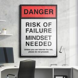 Danger Mindset Entrepreneur Quote Hustle Motivational Inspirational, Framed Canvas Wall Art Poster Print, Home Office & Room Decor, Gift - thumbnail 1
