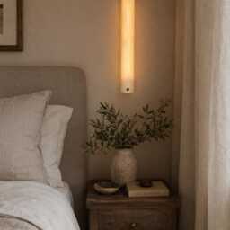 "Wireless Dimmable Wall Sconce, Handmade Led Lamp, Cordless Bedside Light - " - thumbnail 2