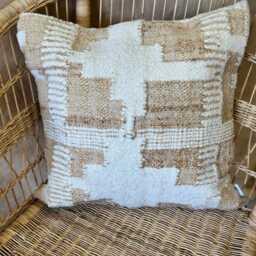 Jute & Boucle Hand-Woven Scatter Cushion Cover - Natural & Cream - thumbnail 3