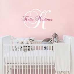 Custom Name Nursery Wall Decal Monogram Initial, Personalized Colors - thumbnail 1
