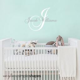 Custom Name Nursery Wall Decal Monogram Initial, Personalized Colors - thumbnail 2