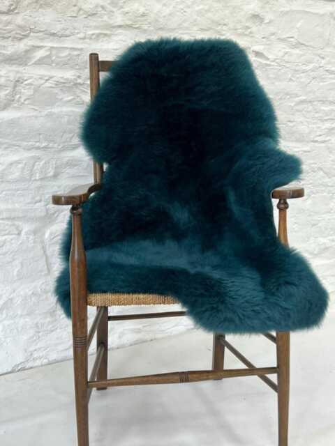 Long Wool Rug - Teal British Sheepskin Gifts Eco-Friendly- Room Decor Interior Housewarming Natural - image 1