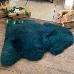 Long Wool Rug - Teal British Sheepskin Gifts Eco-Friendly- Room Decor Interior Housewarming Natural - thumbnail 3