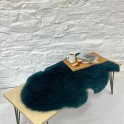 Long Wool Rug - Teal British Sheepskin Gifts Eco-Friendly- Room Decor Interior Housewarming Natural - thumbnail 2