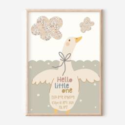 New Baby Goose Print Personalised With Name, Dob & Birth Weight. Perfect As A New Gift Or Nursery - Print Only, Unframed - thumbnail 3