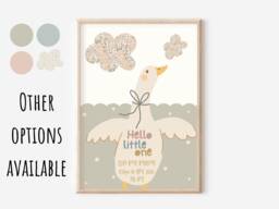 New Baby Goose Print Personalised With Name, Dob & Birth Weight. Perfect As A New Gift Or Nursery - Print Only, Unframed - thumbnail 1