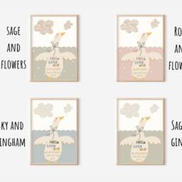 New Baby Goose Print Personalised With Name, Dob & Birth Weight. Perfect As A New Gift Or Nursery - Print Only, Unframed - thumbnail 2