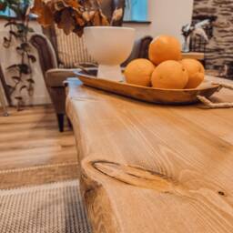 Rita Waney/Live Edge Coffee Table With Cross Metal Legs Pine Handmade Handcrafted - thumbnail 3
