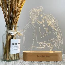 Personalized 3D Photo Lamp, Engraving, Lamp Night Light, Custom Line Art Lamp, Wedding Gift, Mother's Day Gift For Her - thumbnail 3