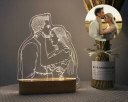 Personalized 3D Photo Lamp, Engraving, Lamp Night Light, Custom Line Art Lamp, Wedding Gift, Mother's Day Gift For Her - thumbnail 1