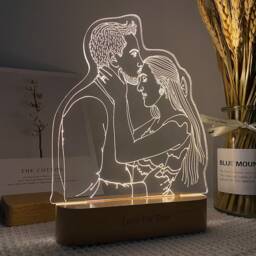 Personalized 3D Photo Lamp, Engraving, Lamp Night Light, Custom Line Art Lamp, Wedding Gift, Mother's Day Gift For Her - thumbnail 2
