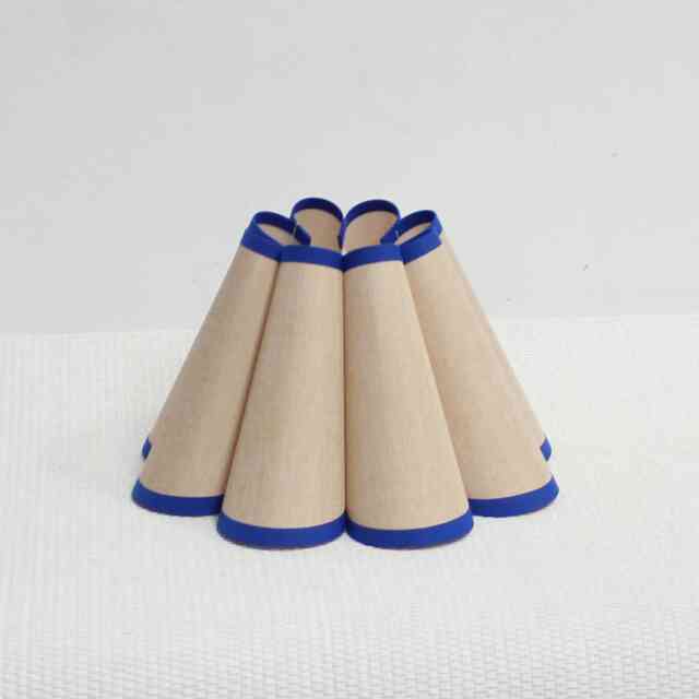 Handmade Khaki Pleated Lampshade With Navy Trim - image 1