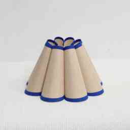 Handmade Khaki Pleated Lampshade With Navy Trim - thumbnail 1