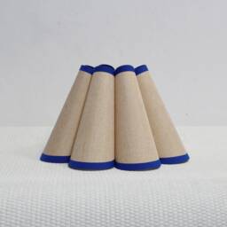 Handmade Khaki Pleated Lampshade With Navy Trim - thumbnail 3