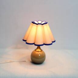 Handmade Khaki Pleated Lampshade With Navy Trim - thumbnail 4