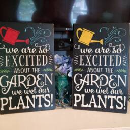 Garden Wood Sign We're So Excited About Our We Wet Plants Rustic Large Primitive Wall Hanging Decor Watering Can - thumbnail 2