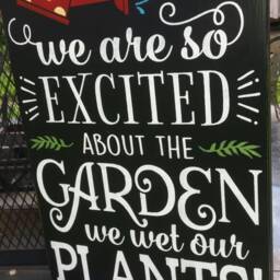 Garden Wood Sign We're So Excited About Our We Wet Plants Rustic Large Primitive Wall Hanging Decor Watering Can - thumbnail 4
