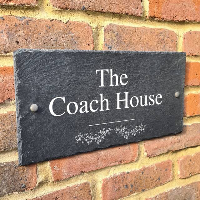 Rustic Slate House Sign Farmhouse Plaque Door Number 40 X 20cm - image 1