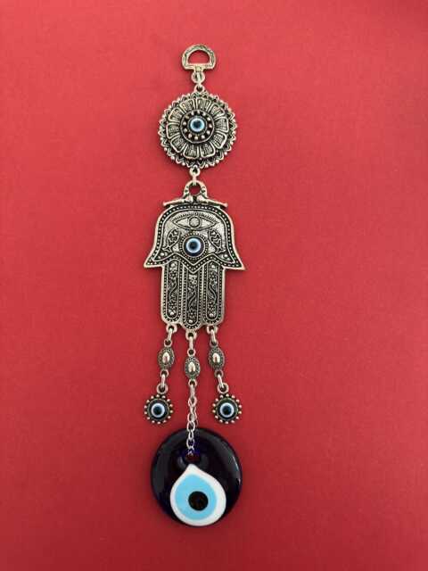 Classic Hamsa Hand Wall Hanging With Evil Eye, Protection Amulet, Of Fatima Decor, Turkish Nazar Bead, Home Luck Charm, Boho Art - image 1