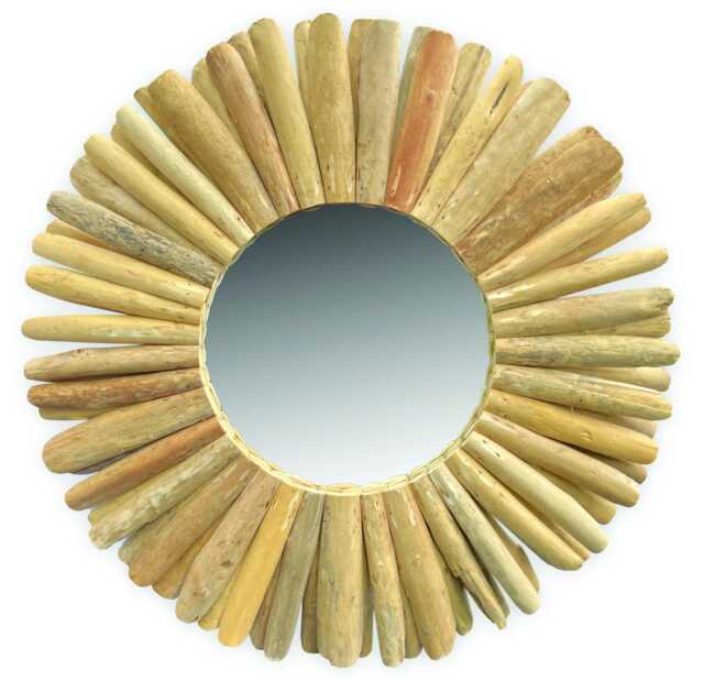Driftwood Style Round Mirror 80cm, Large Circular Teak Root Wall - image 1