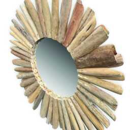 Driftwood Style Round Mirror 80cm, Large Circular Teak Root Wall - thumbnail 2
