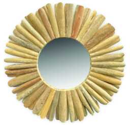 Driftwood Style Round Mirror 80cm, Large Circular Teak Root Wall - thumbnail 1