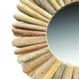 Driftwood Style Round Mirror 80cm, Large Circular Teak Root Wall - thumbnail 4