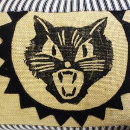 Halloween Kitty Cat Burlap Lumbar Pillow - Gothic Decor - thumbnail 4